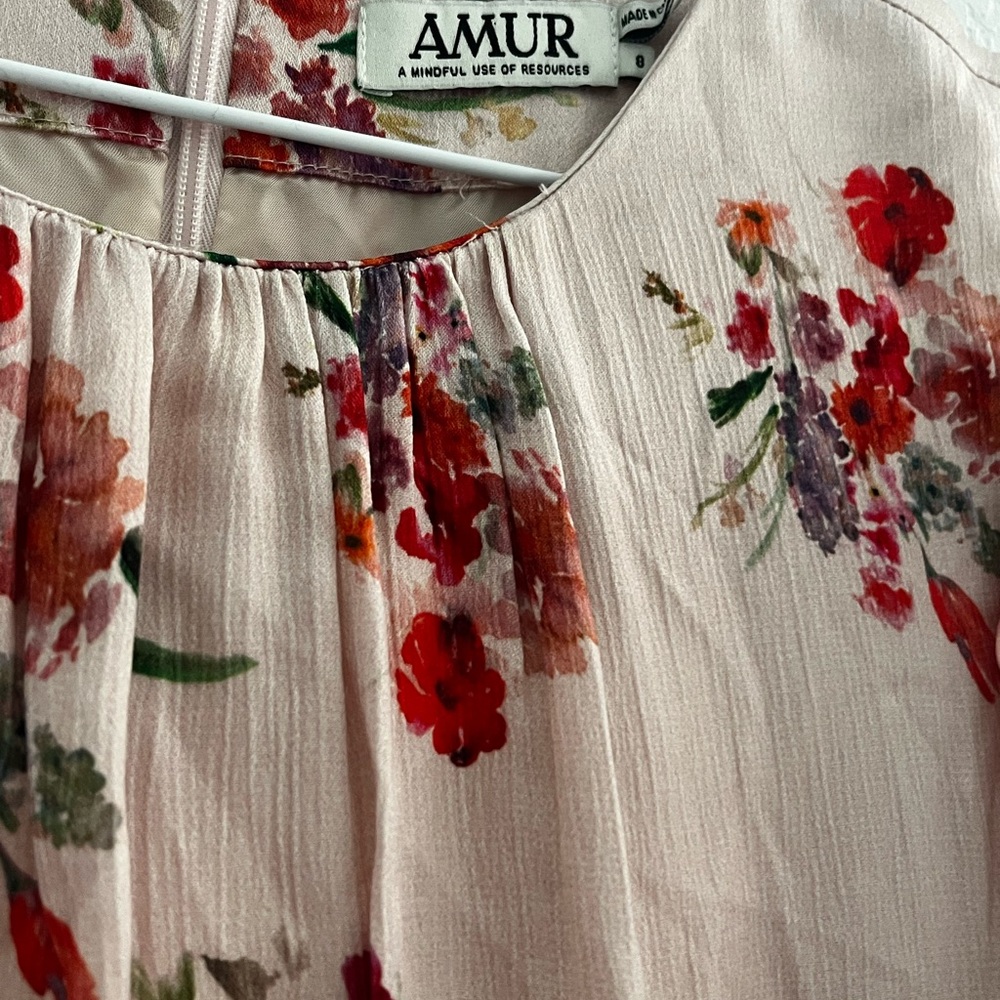 AMUR Floral Blouse - Cream and Red